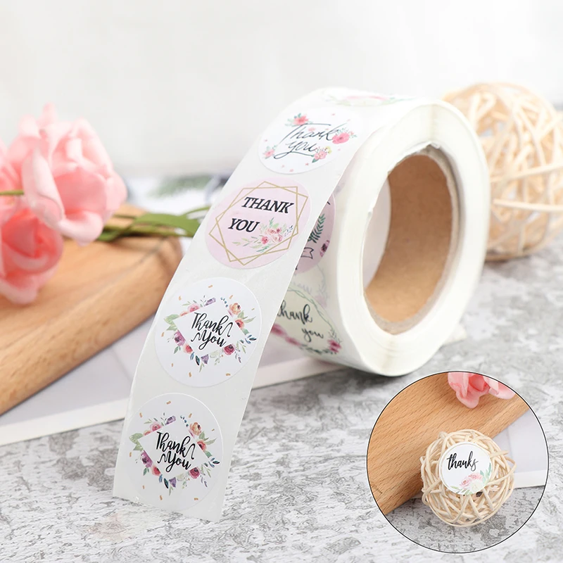 

1 рулон (500 шт.) Цветочная фотобумага, ярлык, этикетки, наклейки для рождественской карты вечерние подарки для вечеринки
