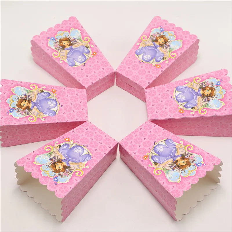 6 шт. розовый попкорн Конфеты сувениры коробки с рисунками из мультфильмов
