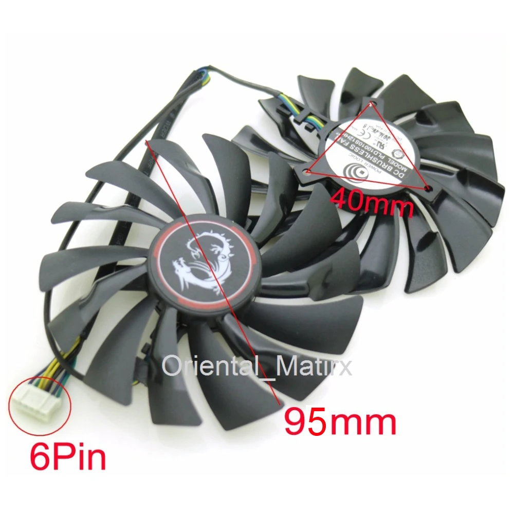 Бесплатная доставка 2 шт./лот PLD10010S12HH 12 В 0 40 а 95 мм для MSI GTX970 GTX980 GTX980Ti охлаждающий