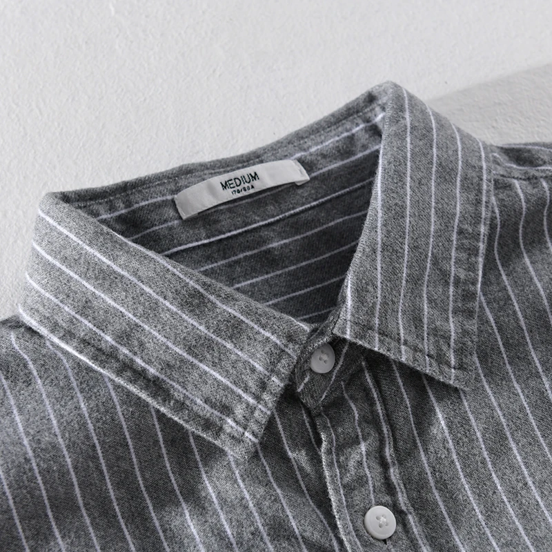 Рубашка мужская в полоску с длинным рукавом 100% хлопок |