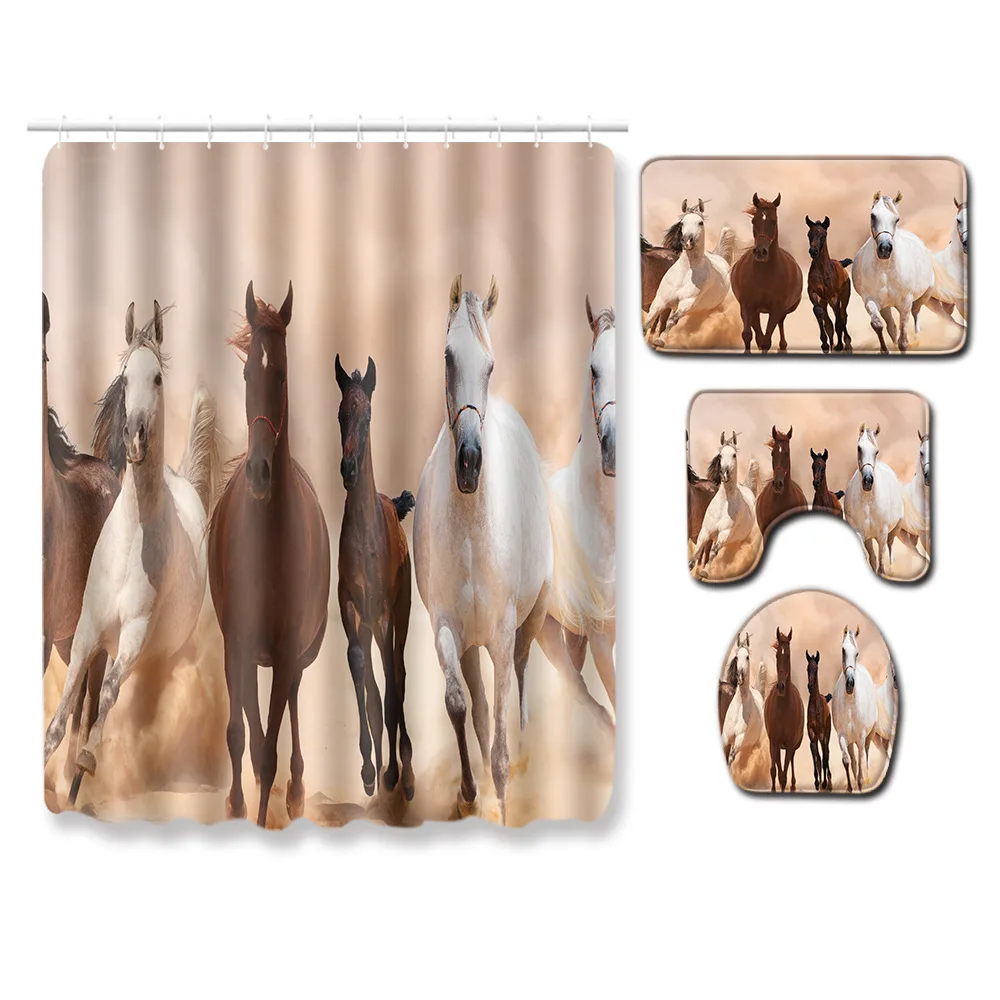 

Bathroom Curtain Shower Curtain Bath Mat Set Absorbent Bathroom Doormat Shower Mat Anti-slip Toilet Pedestal Rug Soft Foot Mat