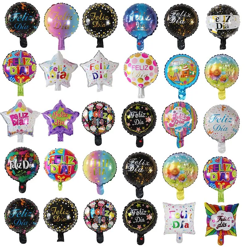 

50/100pcs 10inch Spanish Happy Every Day Foil Balloons Feliz Dia Air Globos Kids Birthday Theme Party Decorations Baby Shower