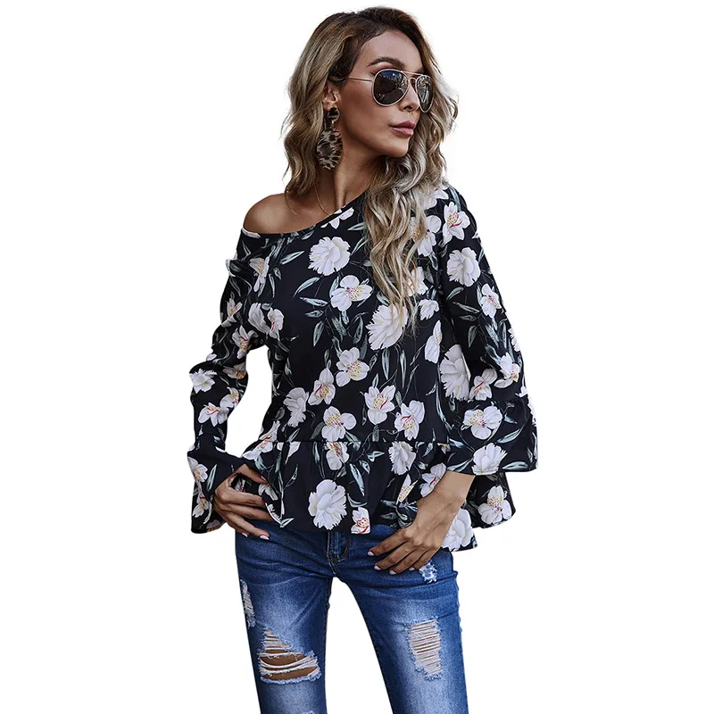 

2021 Spring Shirt New Autumn Women Blouse Fashion Casual Chiffon Shirts Long Sleeve Floral Print Loose Top Female Blouses Mujer