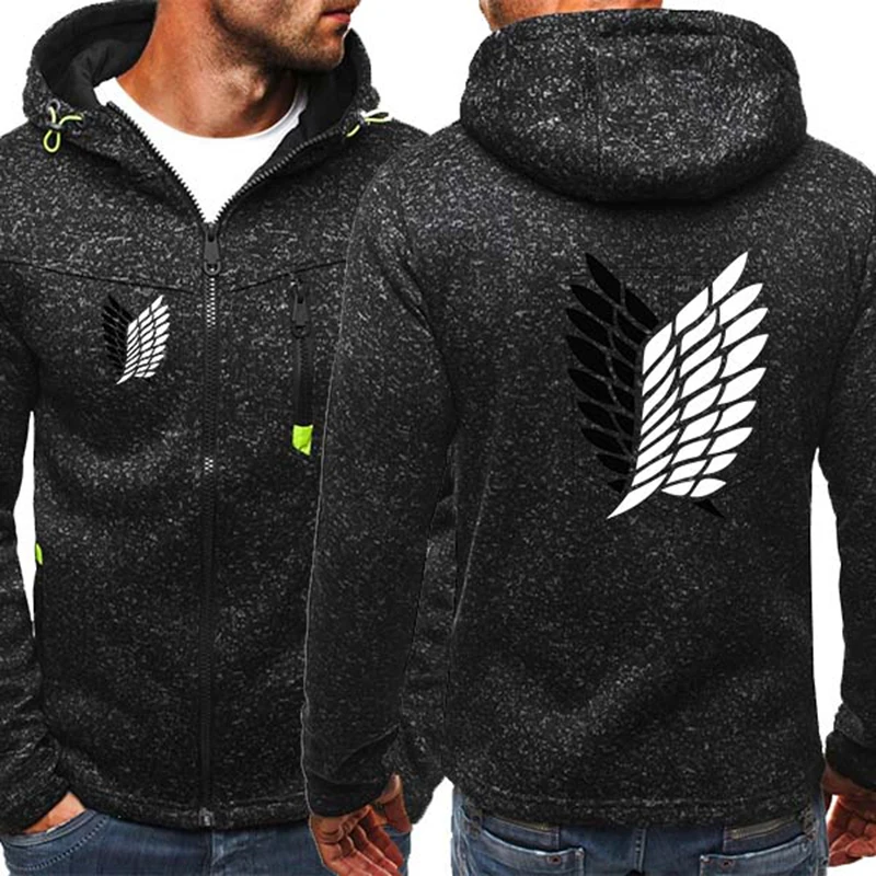 

Мужские толстовки с капюшоном и принтом японского аниме, толстовка с капюшоном «атака на Титанов», модная верхняя одежда на молнии в стиле Х...