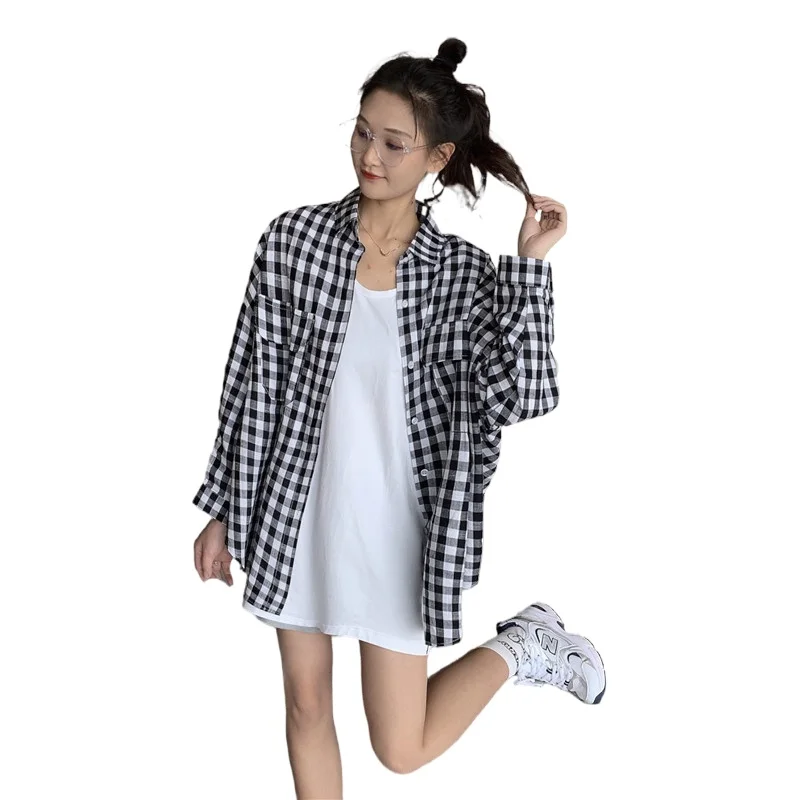 

New 2020 Plaid Shirt Women Loose Blouse Female Long Sleeve Blouses Cotton Flannel Casual Tops plus size clothing for womenMyself