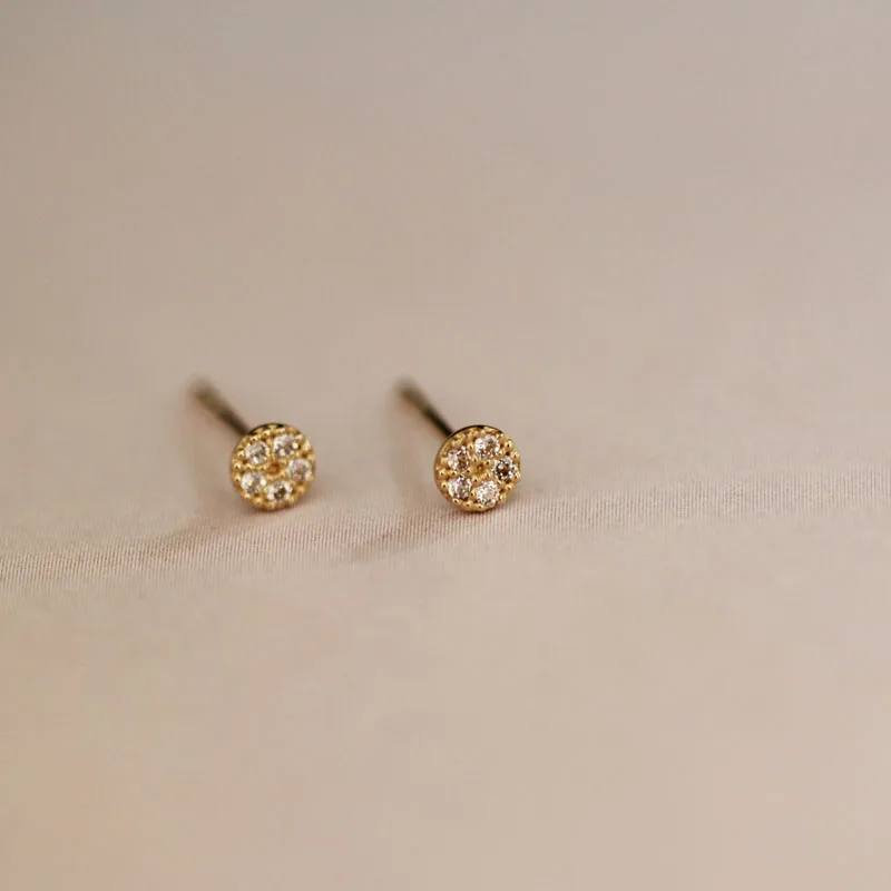 Серьги гвоздики из твердого золота 9 карат в виде гороха Изящные Ювелирные