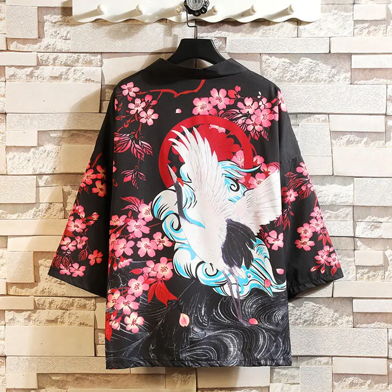 

2021 Kimono Women Japanese Blouse Harajuku Vintage Cardigan Half Sleeve Anime Beach Shirt Oversize Streetwear Summer Top