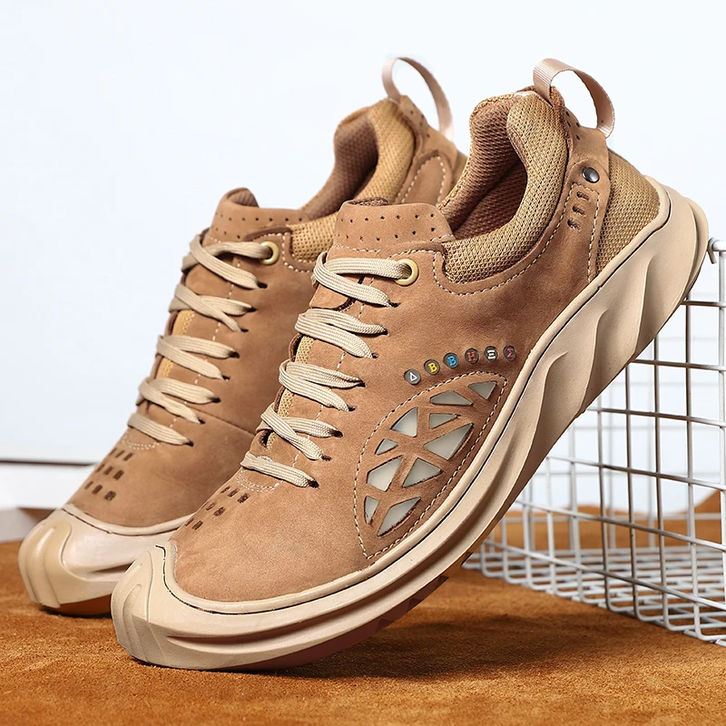 

Luxury Brand Men Shoes High Quality Hiking Shoes Lightweight Lace-up Sneakers Men Casual Shoes Genuine Leather Cow Suede Shoes