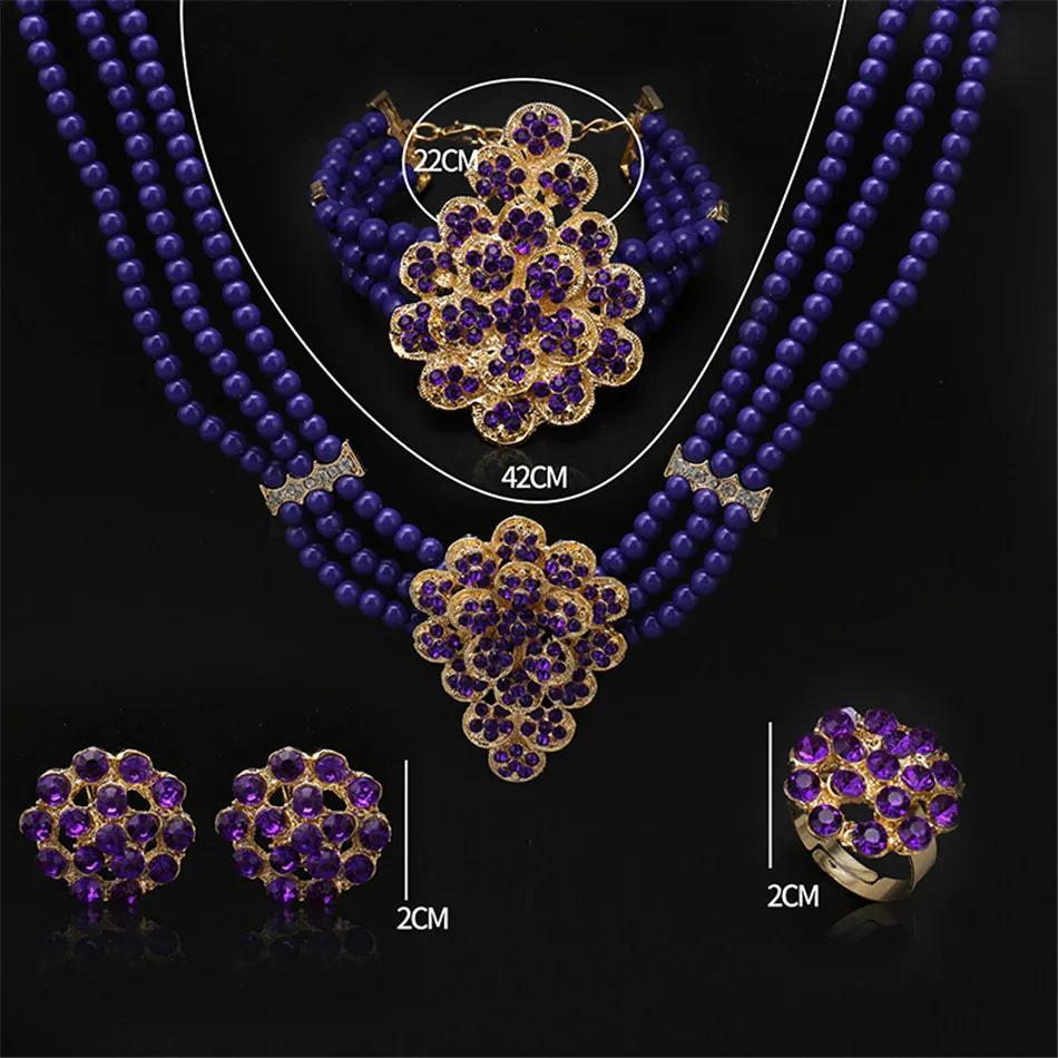 

Fani Nigerian Wedding woman accessories jewelry set African Beads Bridal Jewelry Set 2020 Dubai Gold Color Jewelry Set Wholesale