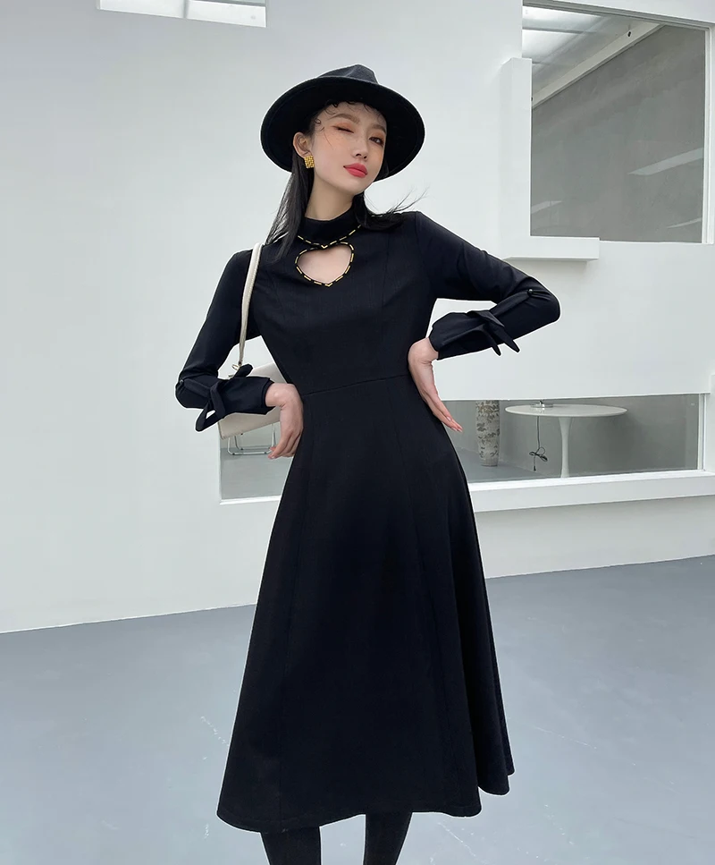 

LANMREM 2021 Spring Black Mesh Dresses Women Vintage Long Sleeve Casual Dress Large Size Female Streetwear Clothes 2A8008