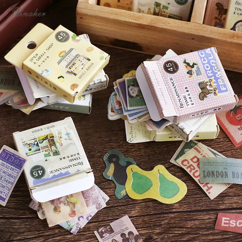 XINAHER 45 шт./коркор. винтажная этикетка дорожная Вселенная пищевая мини бумажная
