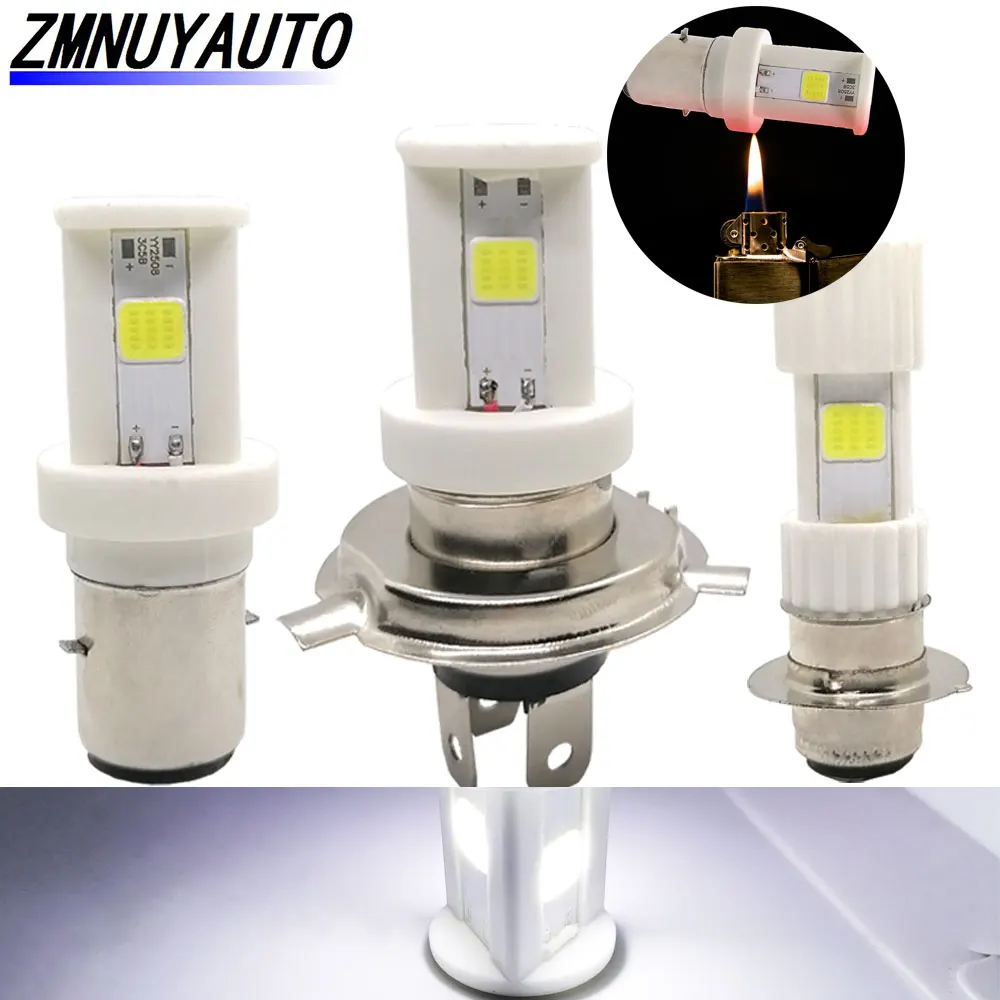 Светодиодные лампы для мотоциклетных фар H6 BA20D P15D H4 3 сторонние COB мотоциклетные