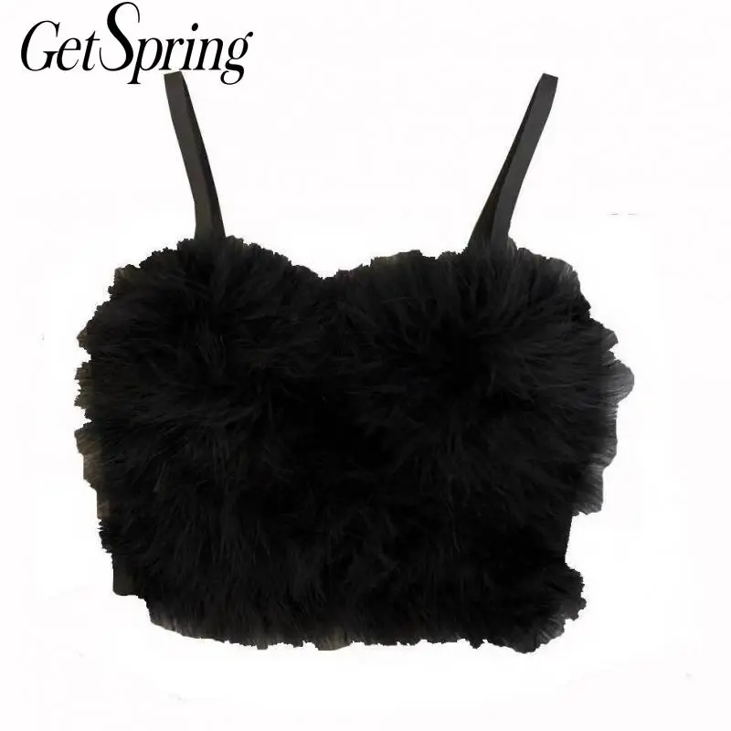 Getspring женский укороченный топ с перьями в стиле пэчворк пикантный черный белый