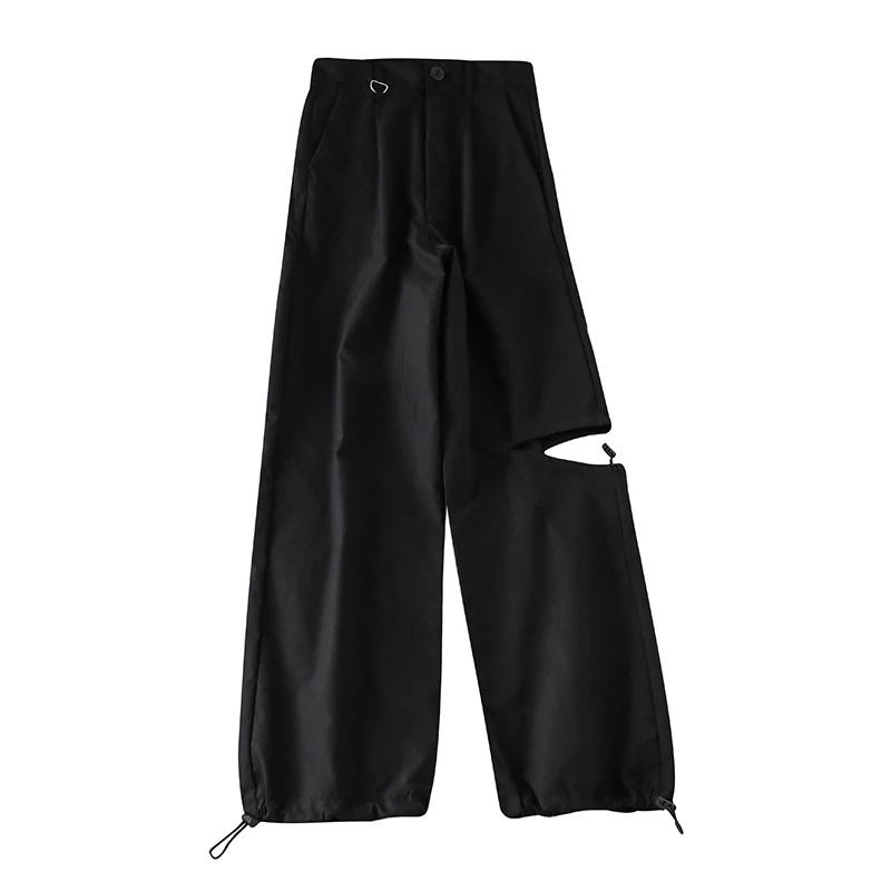 

Overalls Women's Slimming High Waist 2020 Autumn New Korean Style Wide Leg Loose Draping Ankle-Tied Design Casual Pants