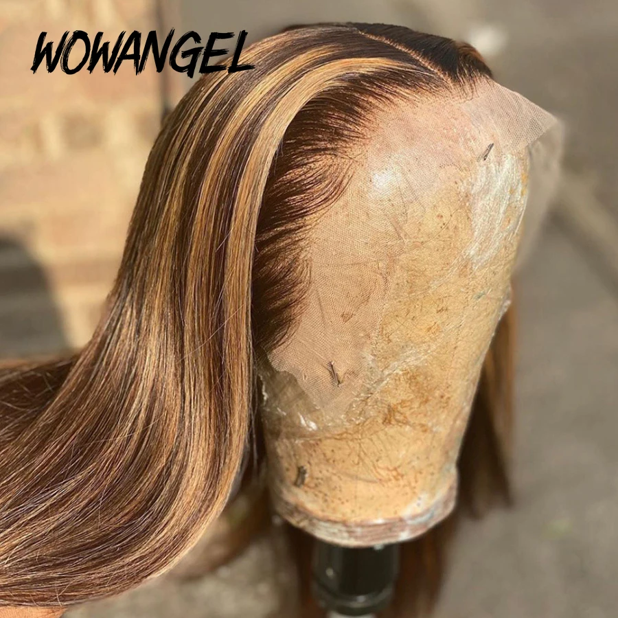 

Highlight 13x6 Transparent Lace Front Human Hair Wigs Honey Blonde Brown Brazilian Lace Front Wigs For Black Women Pre Plucked