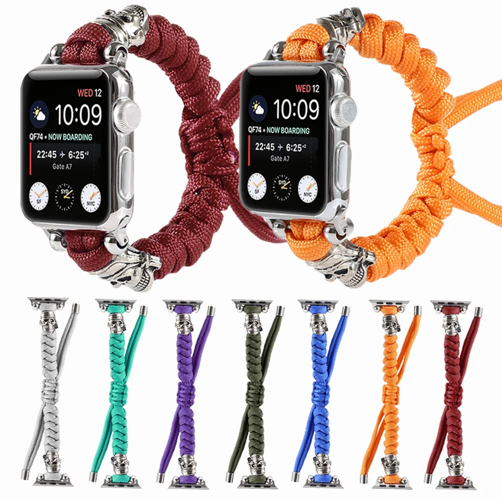 Ремешок плетеный нейлоновый для Apple Watch Series 6 Se 5 4 3 сменный Браслет IWatch 40 мм 44 38 42