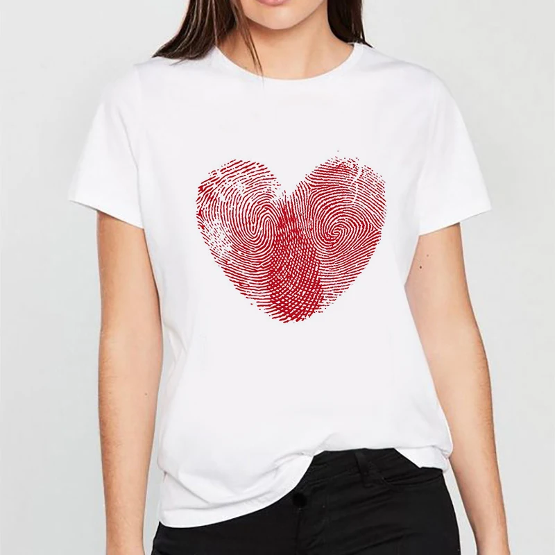 

Women T Shirt Love Paint Ladies Casual Graphic T-Shirt Korean Harajuku TopsTees Kawaii Short Sleeved Female Tshirt White