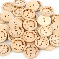 50pcs mixed wood buttons natural color round 4 holes push button used for overcoat sweater windbreaker button sewing accessorie