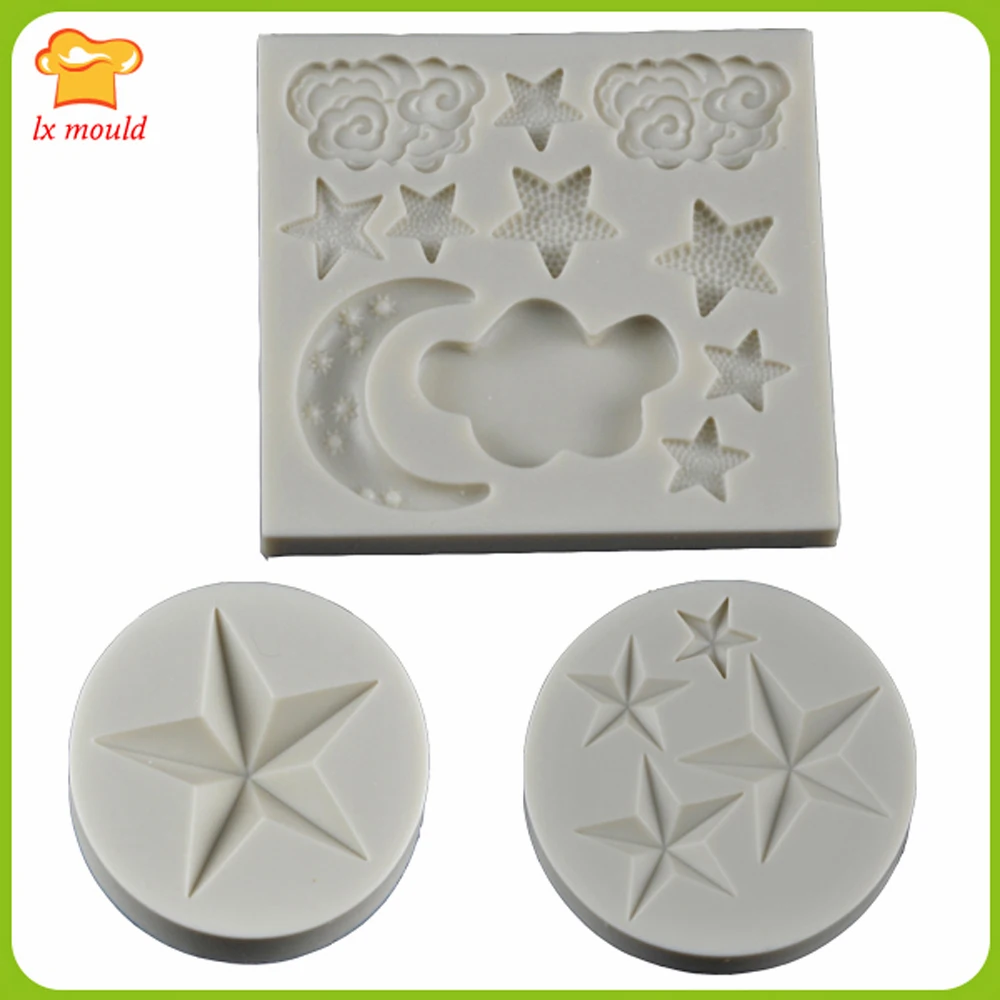 

Five-Pointed Star Moon Cloud Sugar Silicone Mould Cake Printing Decorative Mold Chocolate Mold DIY Decorative Mold