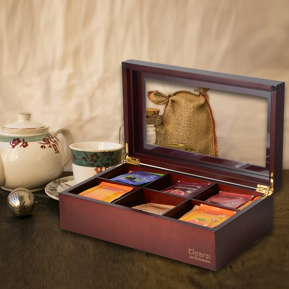 6 секционный ящик для чая органайзер очистки кофе молока контейнер роскошный