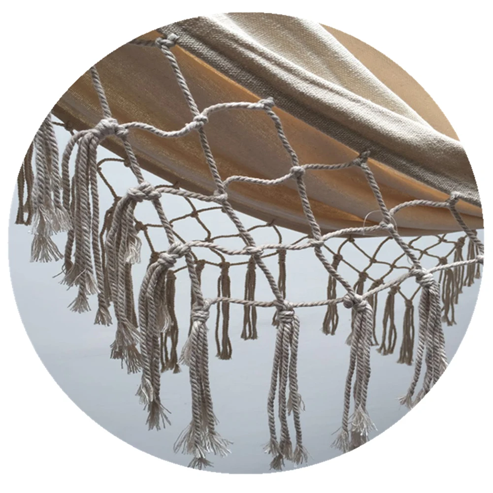 

Outdoor Backyard Leisure Canvas Sleeping Hanging Swing Chair Bed Hiking Camping Hunting Portable Foldable Tassel Single Hammocks