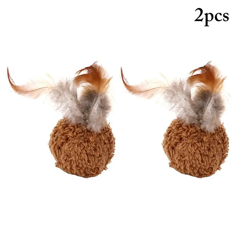 

2PCS Cat Toy Interactive Cute Cat Pompom Cat Ball Toy Feather Toy Pet Supplies Toy For Cat Toys Interactive Dog для собак