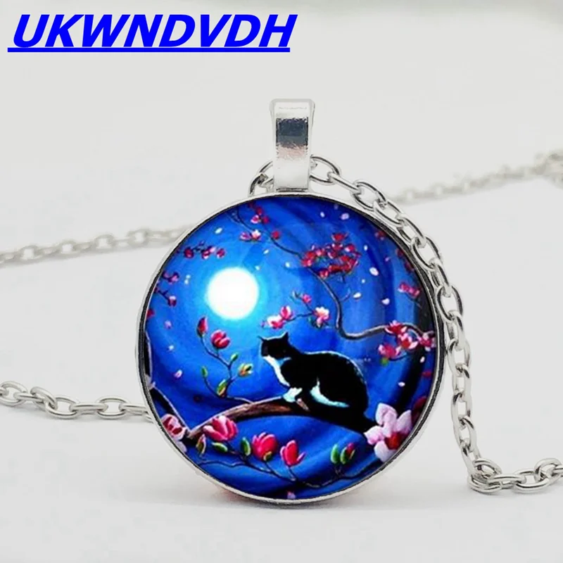 Новинка 2019 года ожерелье из стекла в стиле ретро с изображением кота и звезд