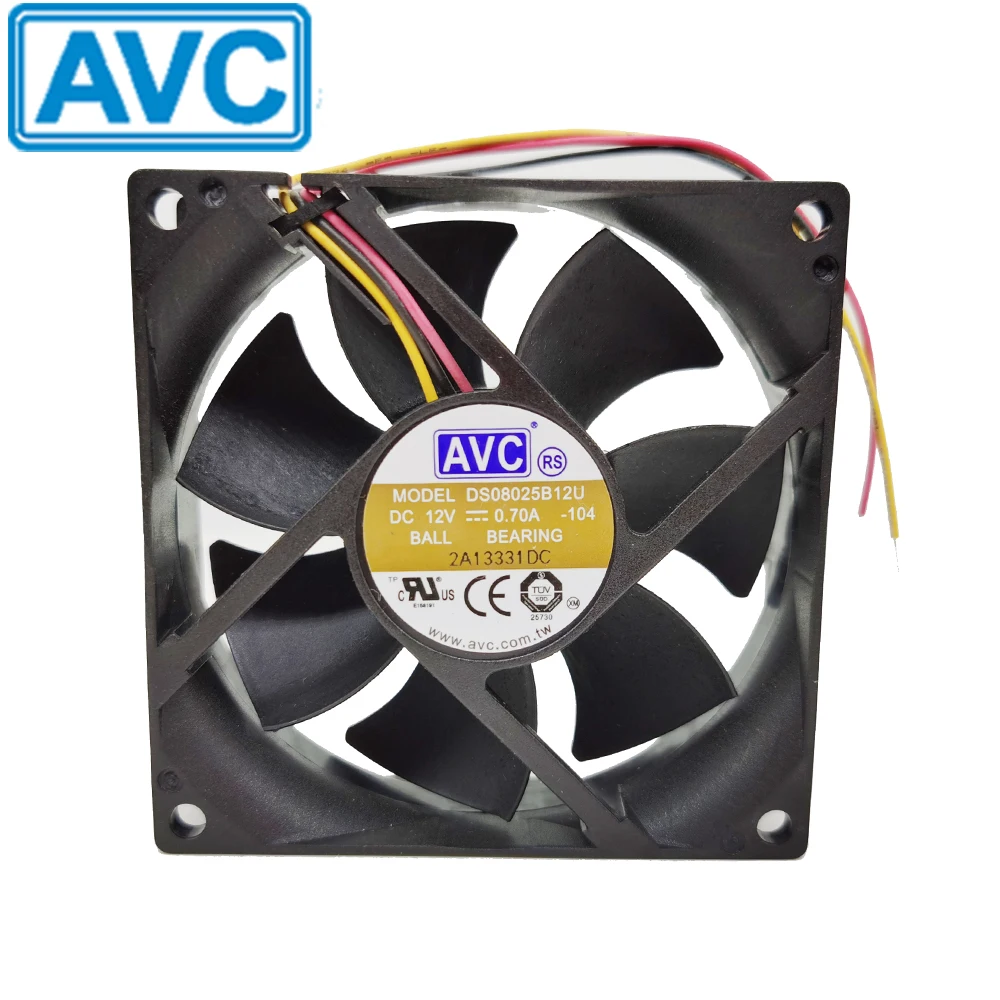 Новинка для AVC DS08025B12U 8 см 8025 80x80x25 мм 12 В 0.70A 3 провода 2 двойной шариковый подшипник