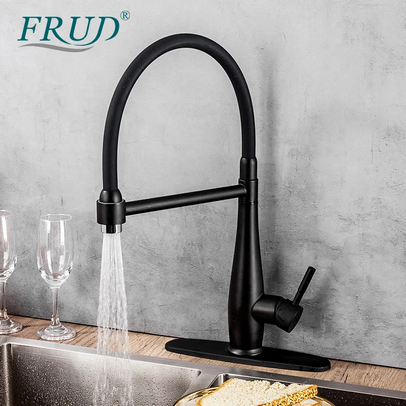 FRUD черный смеситель с одним отверстием вытяжной излив кран и для кухонной