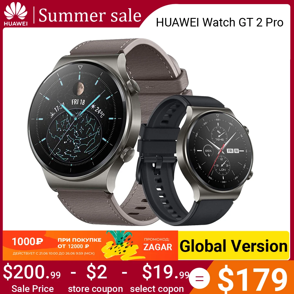 HUAWEI WATCH GT 2 Pro Cмарт часы встроенный GPS 14 дней автономной работы