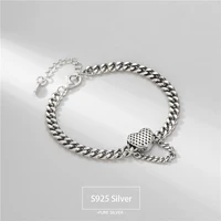 real s925 sterling silver bracelet hollow retro heart chain lobster clasp women bracelet friendship gift jewelry accessories