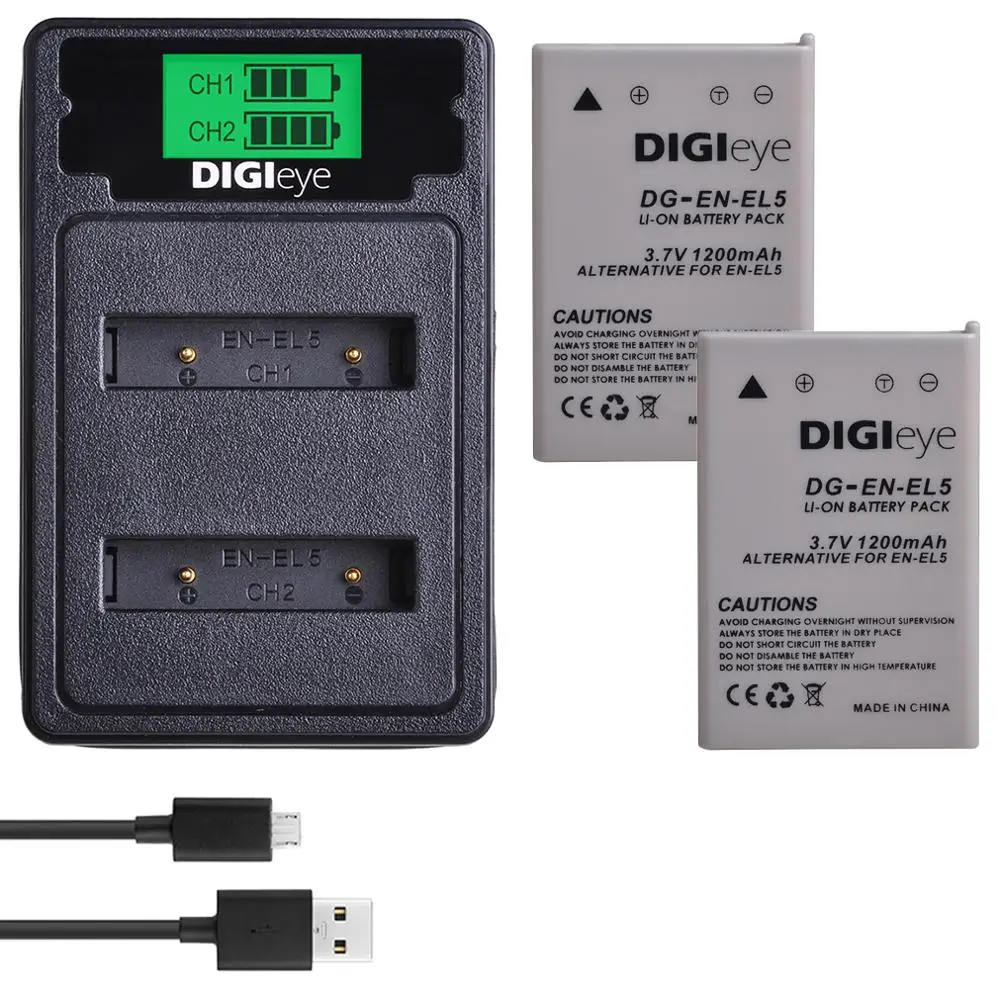 2 шт. EN EL5 ENEL5 Батарейки + ЖК дисплей Dual USB Зарядное устройство для Nikon Coolpix 3700 4200 200 P80