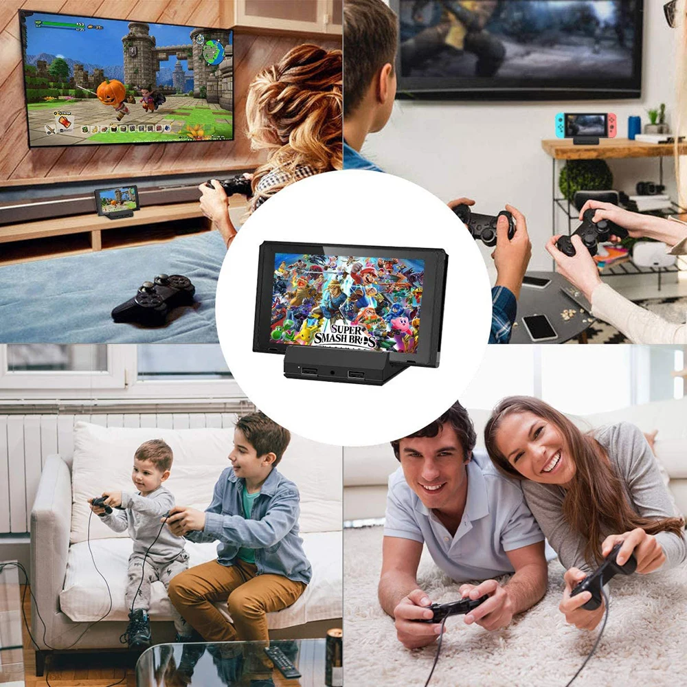 for nintend switch charger station hd convert adapter usb 3 0 2 0 type c port headphone jack multifunction console stand free global shipping