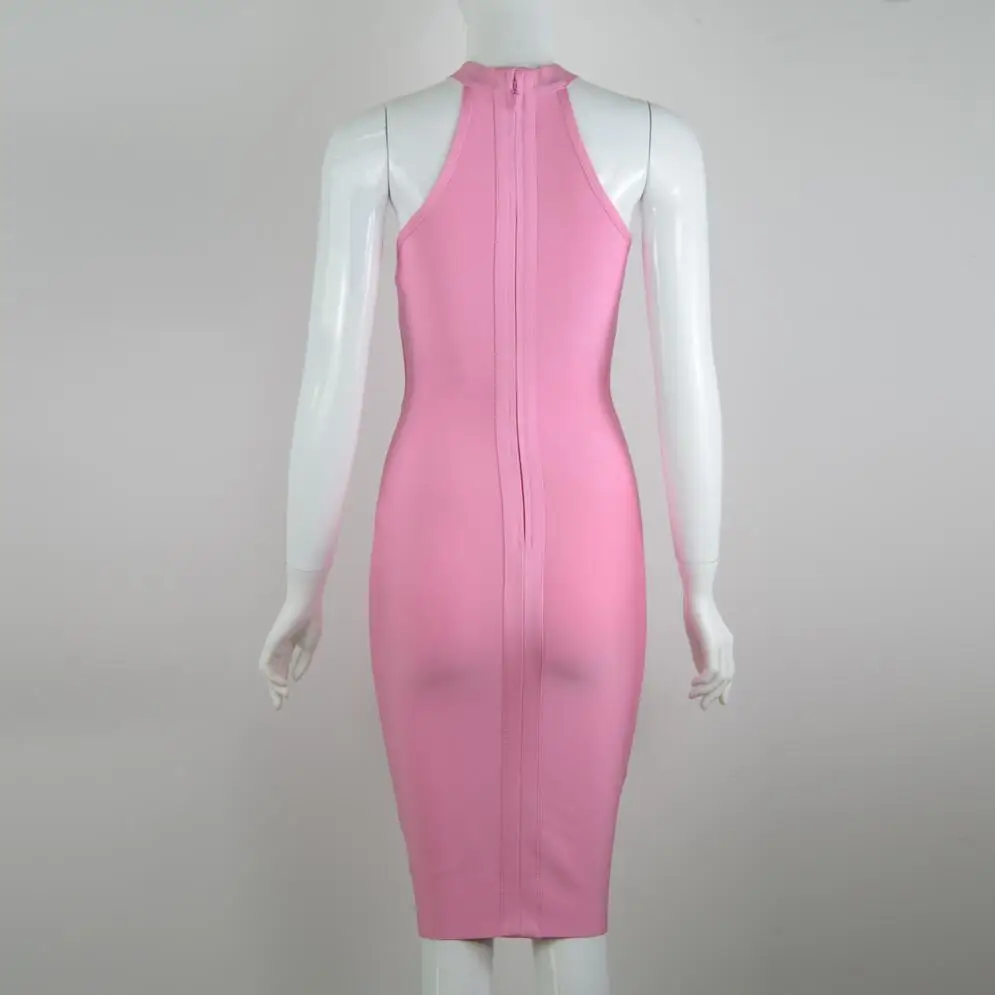 

Sale 2020 Women Sexy Fashion Sequined Pink Bandage Dress Elegant Designer Bodycon Elegant Chic Tank Party Dress Vestido