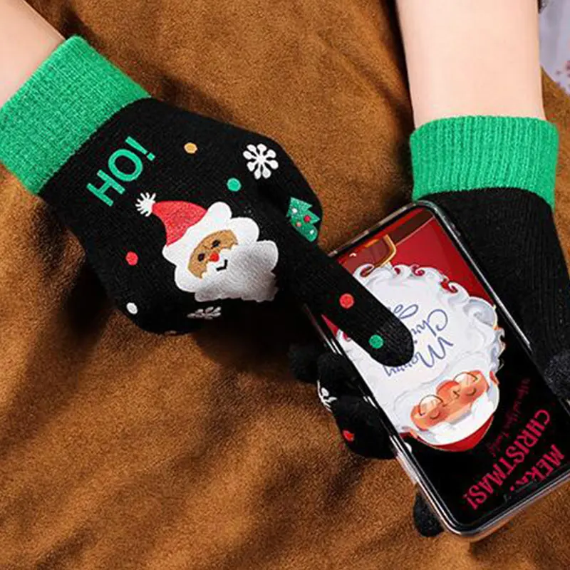 

Cute Christams Colorful Touch Screen Winter Gloves for women Men Thick Wool Knitted Mittens Outdoor Gloves Christmas Gifts