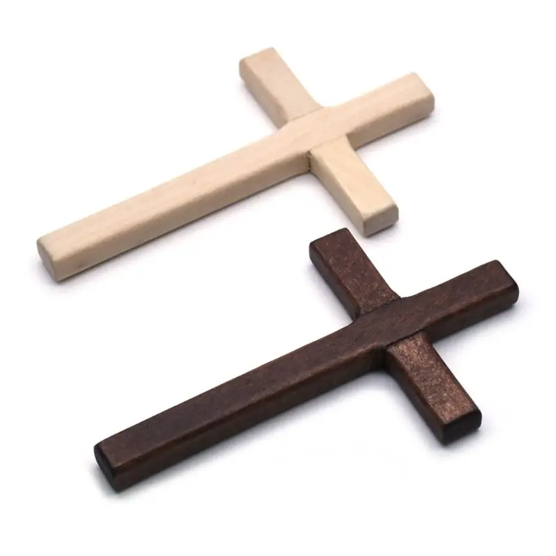 2pcs Jesus Christ Ornaments Religious Charm Necklace Pendant Making Handmade Wooden Crosses Crucifix | Wall