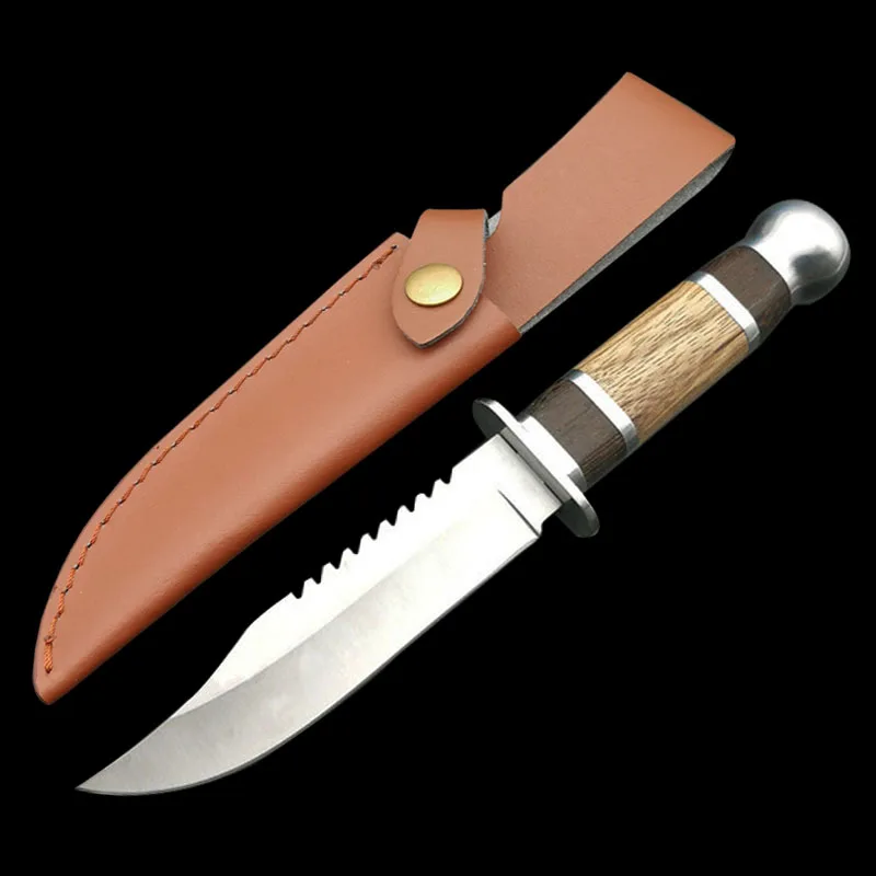 C (Leather Sheath) Mengoing открытый охотничий выживания деревянная ручка ножа тактические армейские ножи с фиксированным лезвием кожа/нейлоновая оболочка - Цвет: C (Leather Sheath)