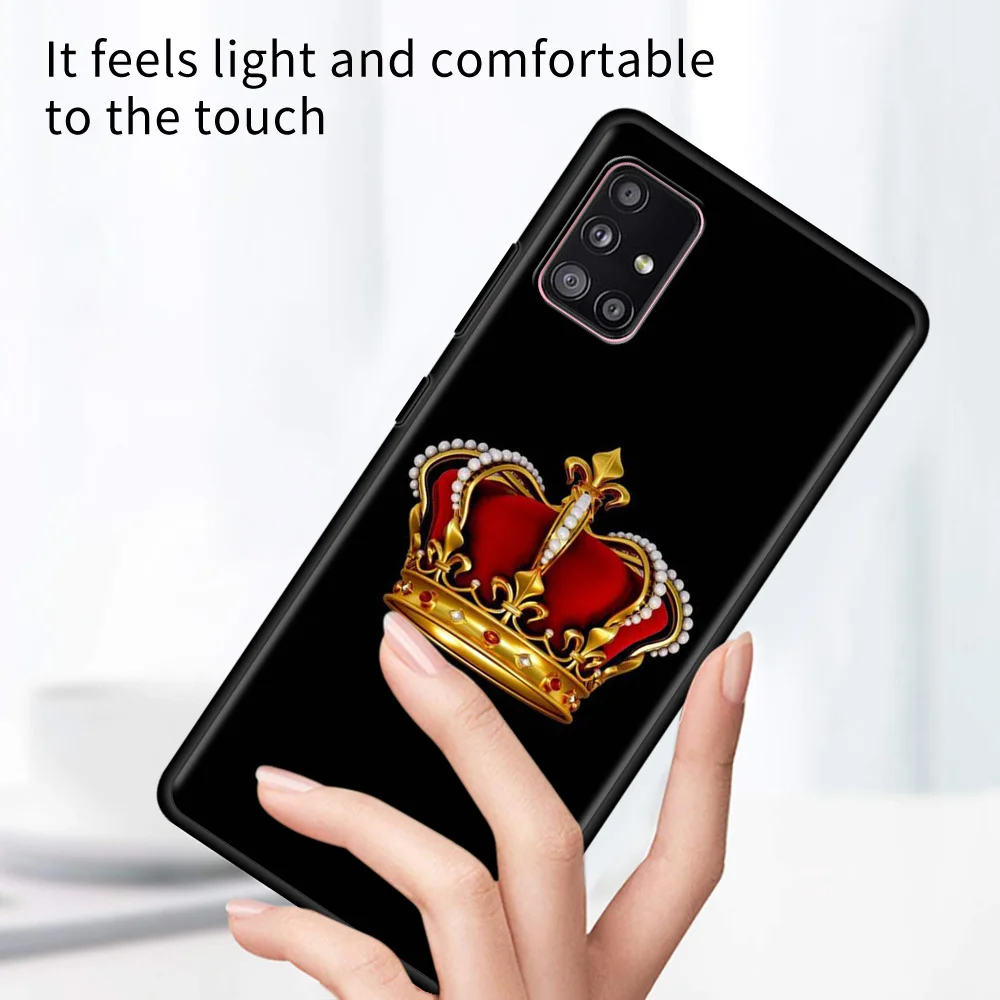 

King Crown Printing Black Shell For Samsung A51 A71 A52 A91 A72 A42 A41 A32 A31 A21s A21 A12 A02s Cover