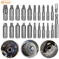 22 pc screw extractor set high speed steel 4241 damaged broken bolt extractor with magnetic extension bit holder hand tools