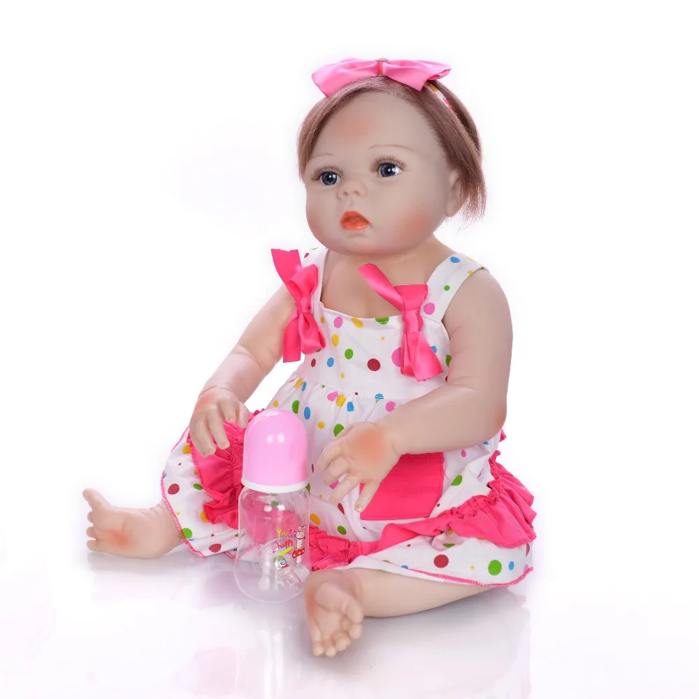 57cm Full Body Silicone Reborn Girl Baby Doll Toys Realistic 23inch Newborn Princess Toddler Babies Birthday Gift Present | Игрушки и
