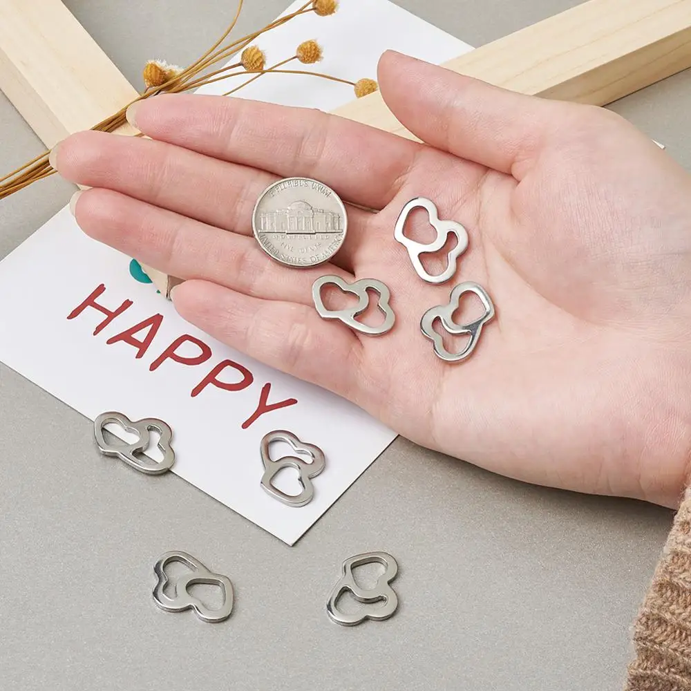 

100pcs Heart to Heart 304 Stainless Steel Charms PendantsFor Jewelry Making Earrings Bracelet Necklace Accessories 14x20x1.5mm