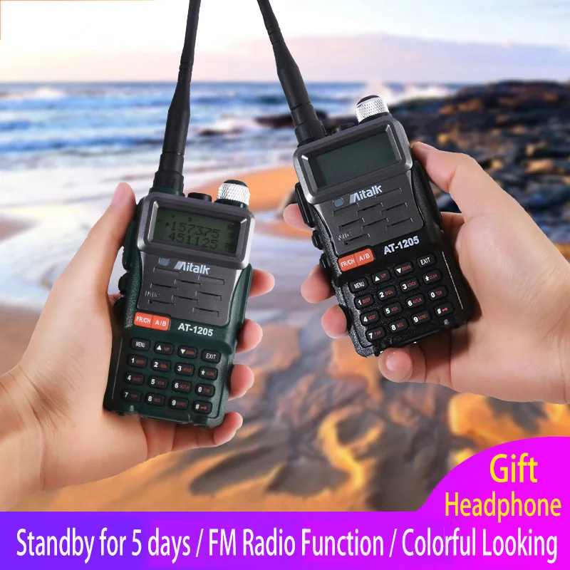 Dual Band 136-174MHz & 400-520MHz Intercom Outdoor 2-way Radio Aitalk AT-1205 Amature Ham Radio Handheld Walkie-Talkie 10km