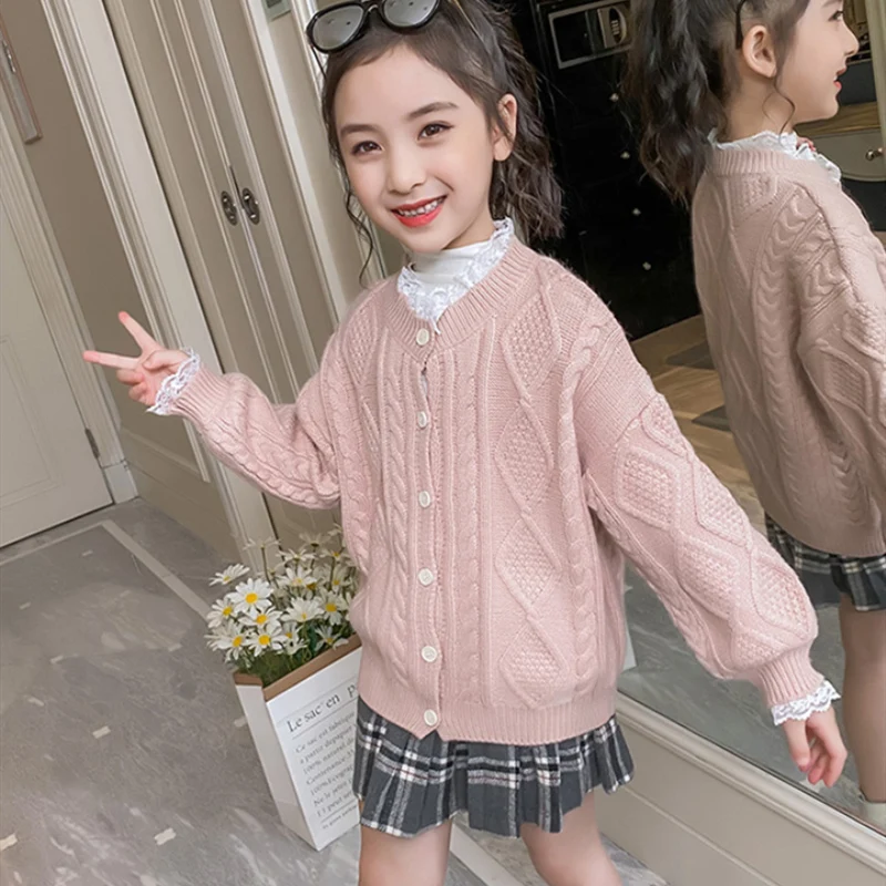 

Girls Sweater Baby's Coat Outwear 2021 Soft Thicken Warm Winter Autumn Knitting Casual Cardigan Top Cotton Children's Clothing