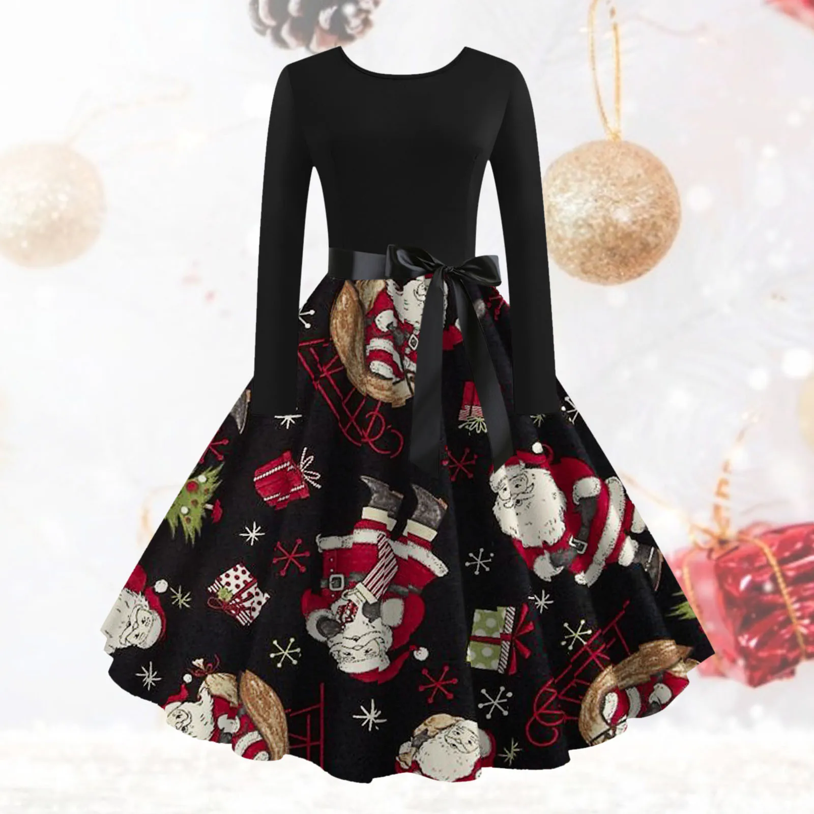 

Женское винтажное платье с длинным рукавом, элегантное вечернее платье с длинным рукавом для рождественской вечеринки 1920-х, одежда для женщ...