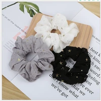 furling girl 1 piece foil gold star chiffon hair scrunchies ponytail holders elastic hair bands ties for women hair accessories