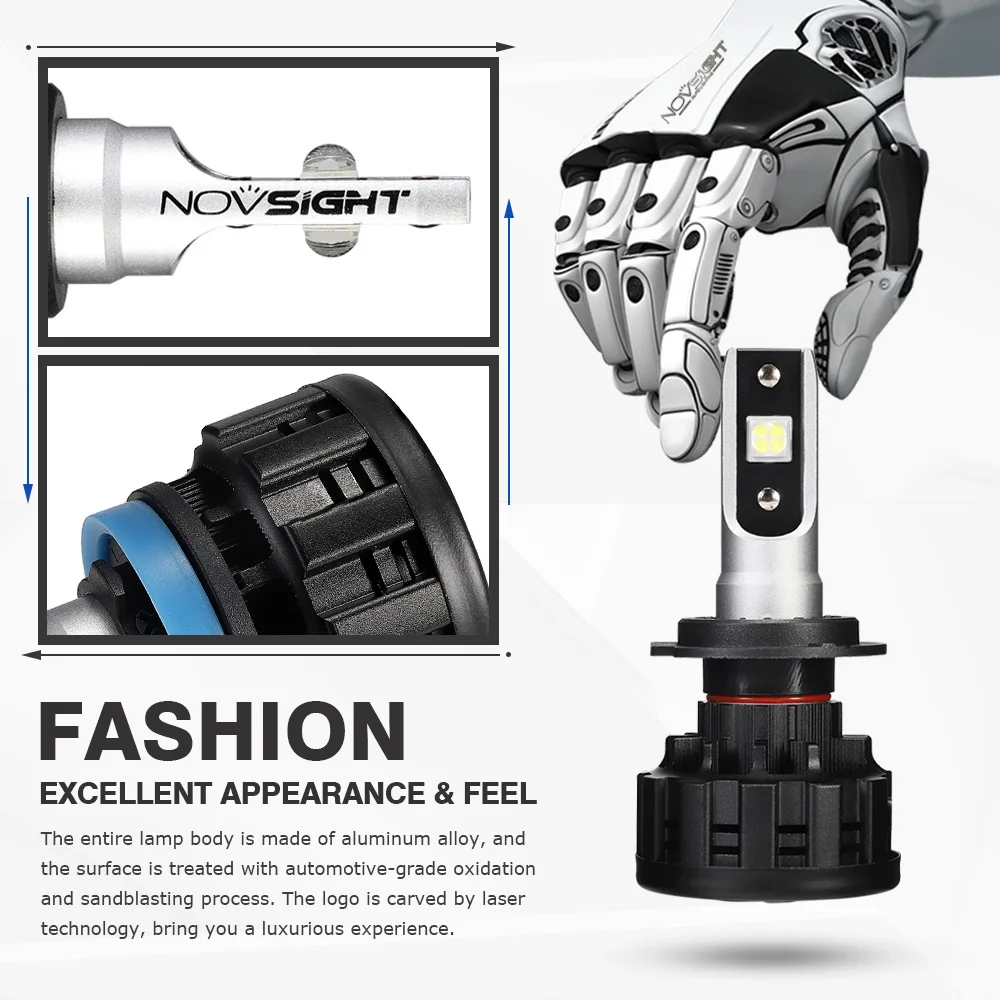 NOVSIGHT H4 H7 H11 H1 H3 9005 9006 светодиодный автомобильный головной светильник лампы Hi Lo Beam 60