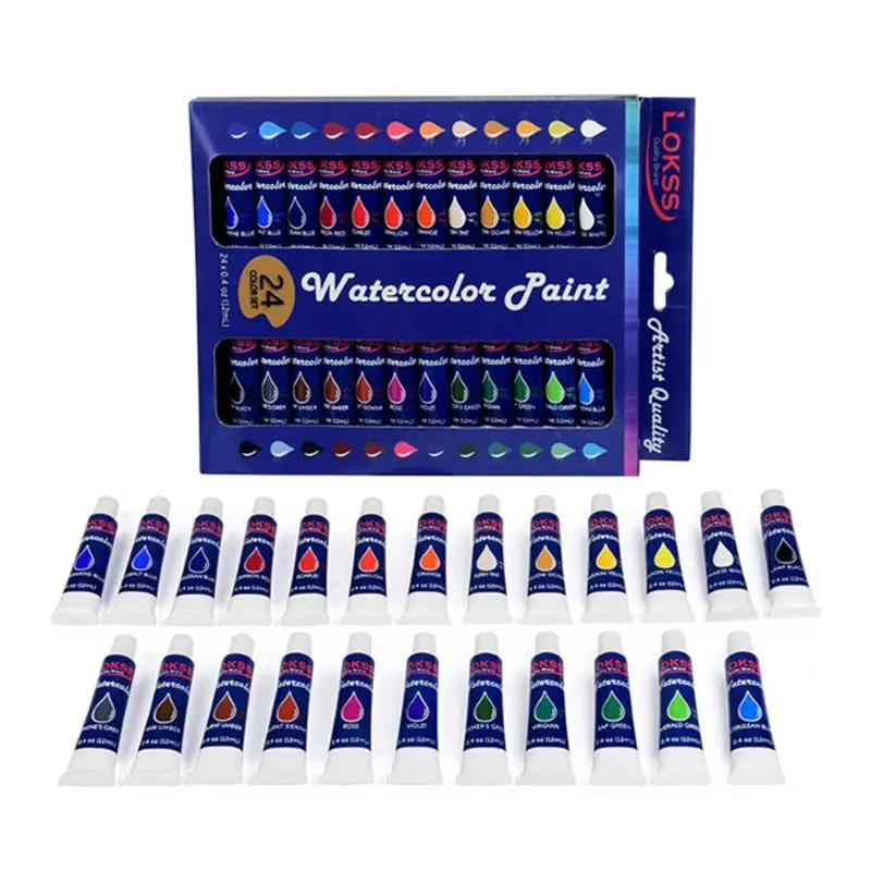 

24 Color Set of Art Oil Paint in Large 12ml Tubes Rich Vivid Colors for Students