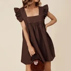 Женский сарафан мини, с открытыми плечами и открытой спиной, с рукавом-бабочкой