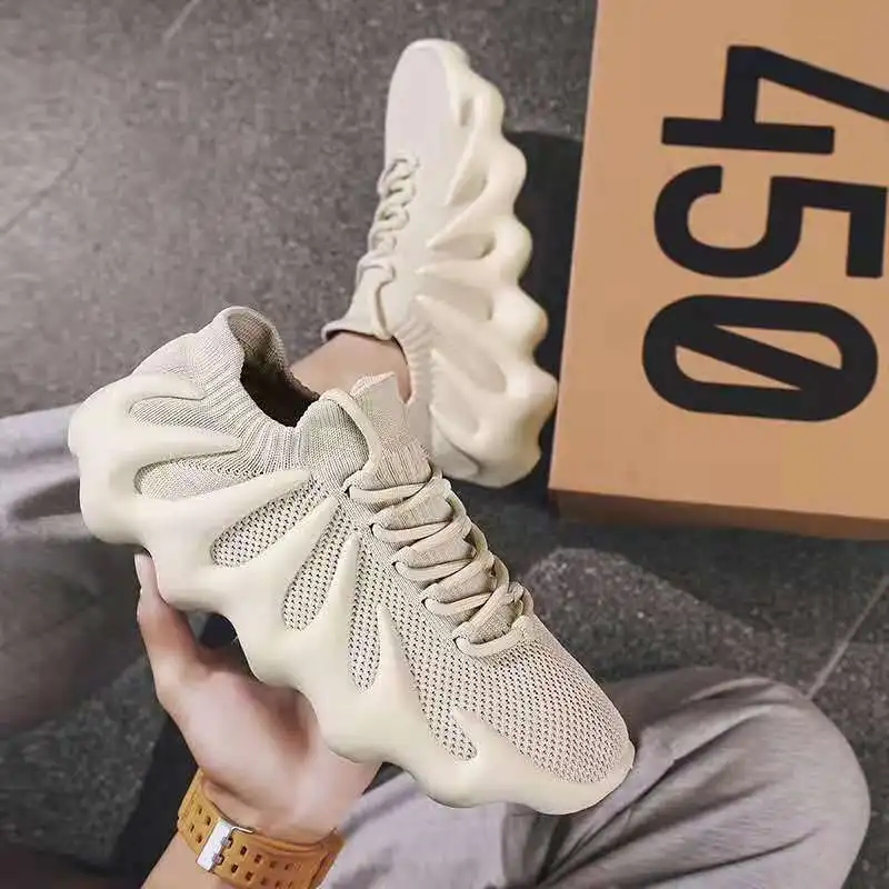 

New Men Breathable Sock Sneakers 450 Super Light Summer Running Shoes Non-Slip Striped Sole Outdoor Jogging Couple Zapatillas