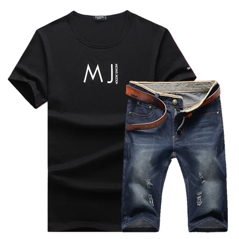 

Men's Beach Shorts Short Sleeve Fashion Casual Sports Suit Summer Wear + T-shirt, 2021